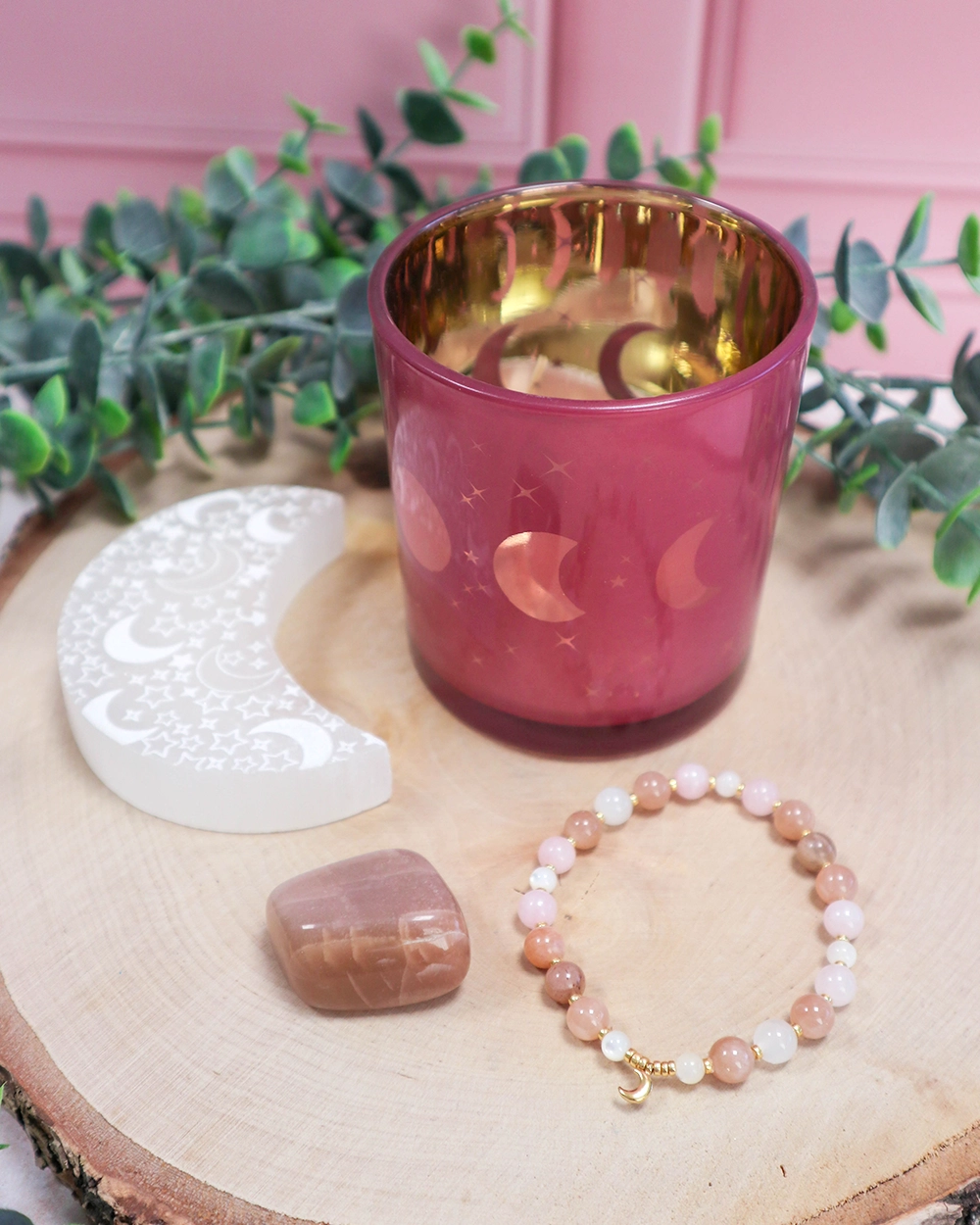 coffret douceur lunaire lithotherapie pierre de lune bracelet photophore