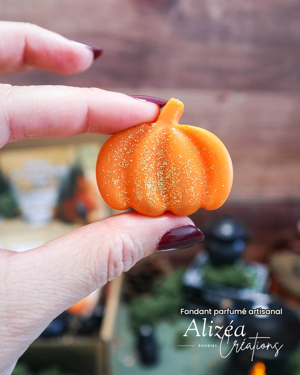Fondant parfumé artisanal en forme de citrouille – Samhain