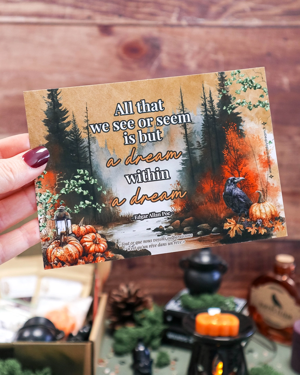 Carte citation Edgar Allan Poe illustrée – Box Samhain