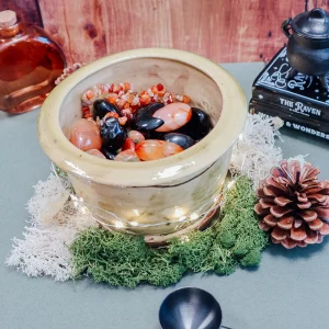 Mix de pierres naturelles Samhain avec obsidienne, cornaline et unakite