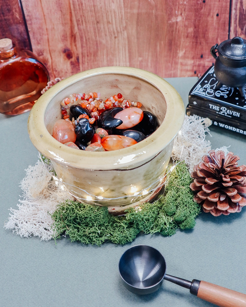 Mix de pierres naturelles Samhain avec obsidienne, cornaline et unakite
